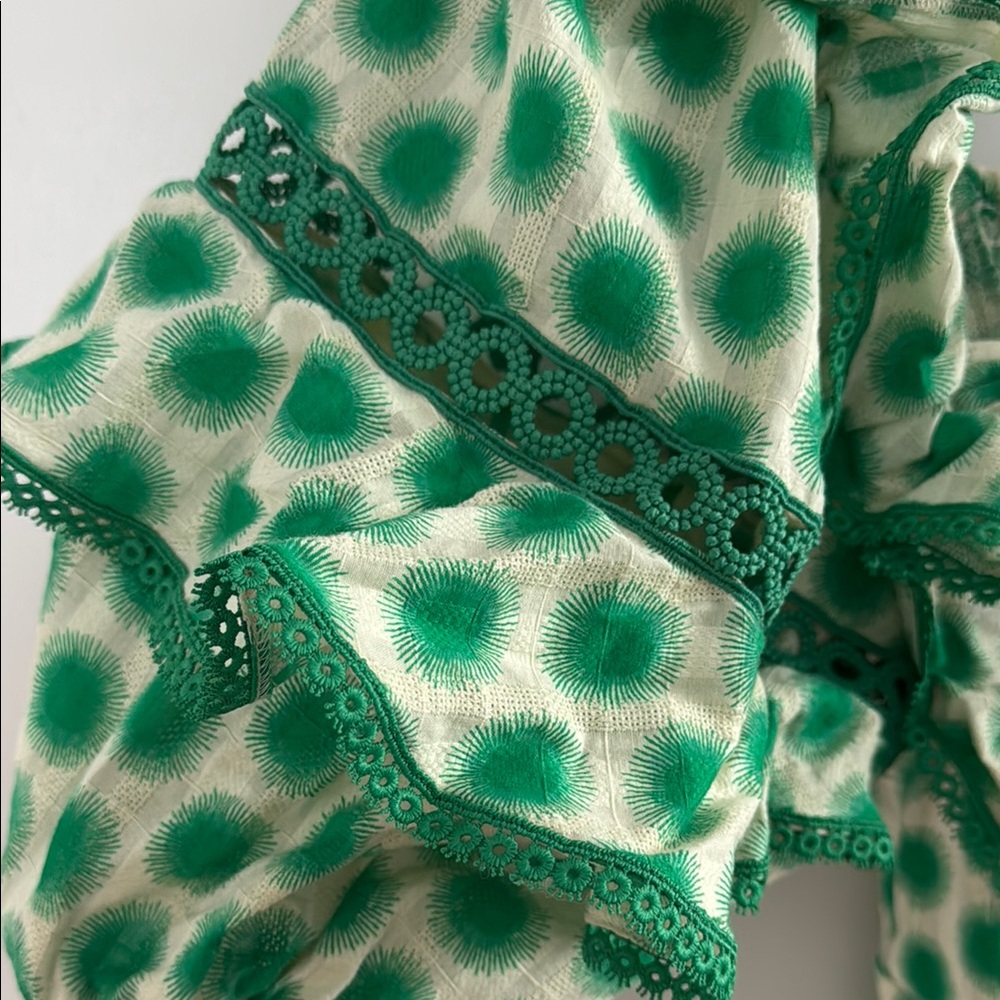 DVF- Green Patterned Ruffle Dress - Picture 5 of 5